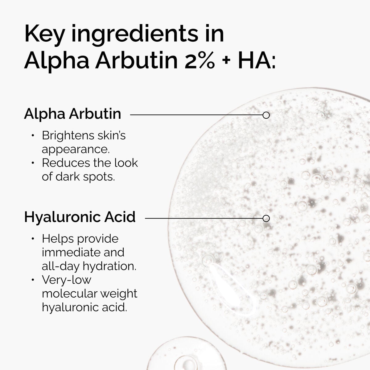 Ingredients of Alpha Arbutin 2% + HA