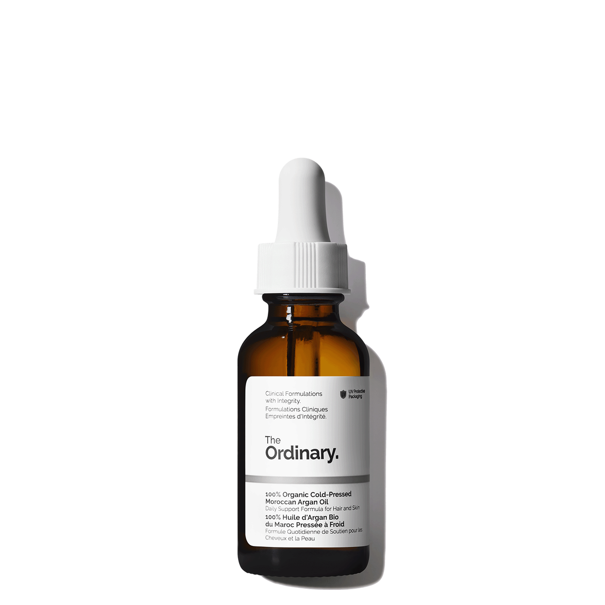 The Ordinary 100% Organic Cold-Pressed Moroccan Argan Oil to support healthy skin, reduce the appearance of flaking, and add sheen and strength to hair